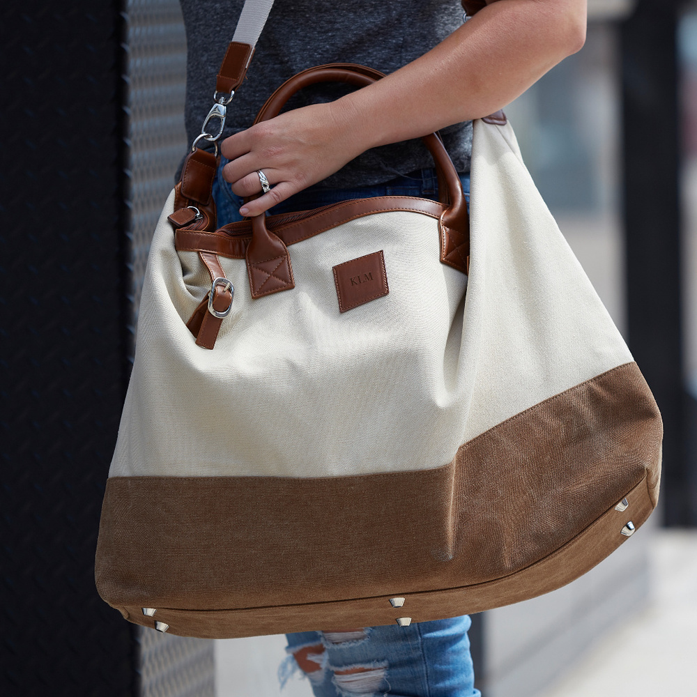 Monogrammed Weekender Bag with Crossbody Strap